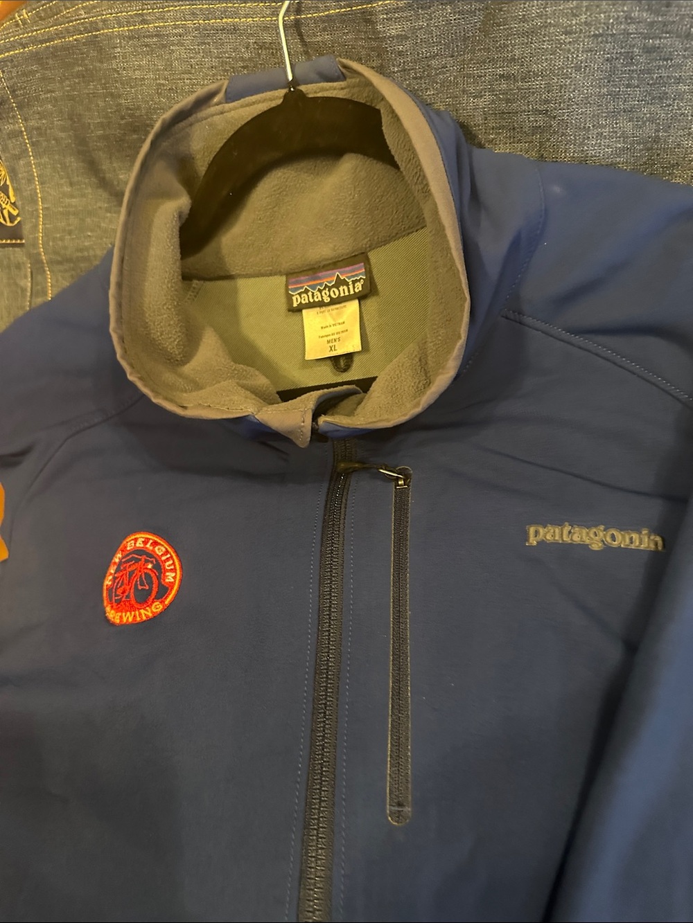 Patagonia/New Belgium M’s XL Blue Soft Shell Guide Jkt. Great gear, great beer